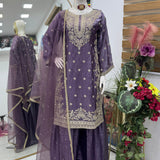 Festive Embrodiered Silk Top Plazzo