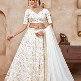 White Heavy Bridal Lehenga Choli