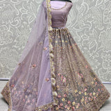 Fancy Embroidery of sequins and Zari Net Partywear Lehengacholi