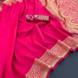 Light Pink Soft Lichi Silk Saree