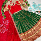 Madhubala Green Rangoli Silk Lehenga