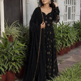 Launching gold printing Black Maxy gown