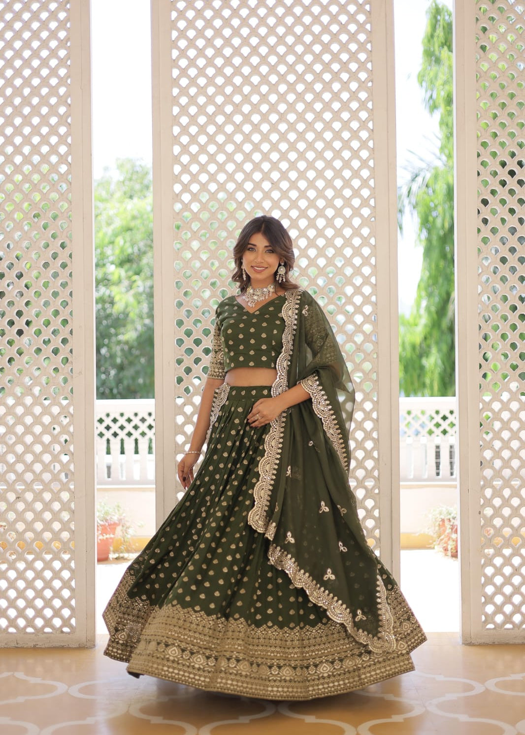 Enchanting Viscose Jacquard Lehenga