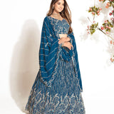 Indigo Blue Georette Lehenga Choli