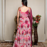 Pretty Pink Flower Printed Gown