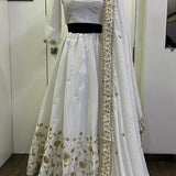 White Premium Slub Silk Lehenga Choli