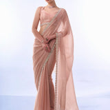 Peach Grand Burberry Silk Saree