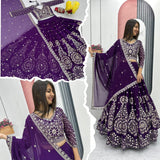 Embroidered Wine Lehenga Choli