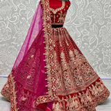 Peacock and Barat Embroidered Velvet Lehenga choli