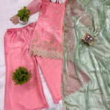 Pink Jimmy Satin Silk Straight Suit