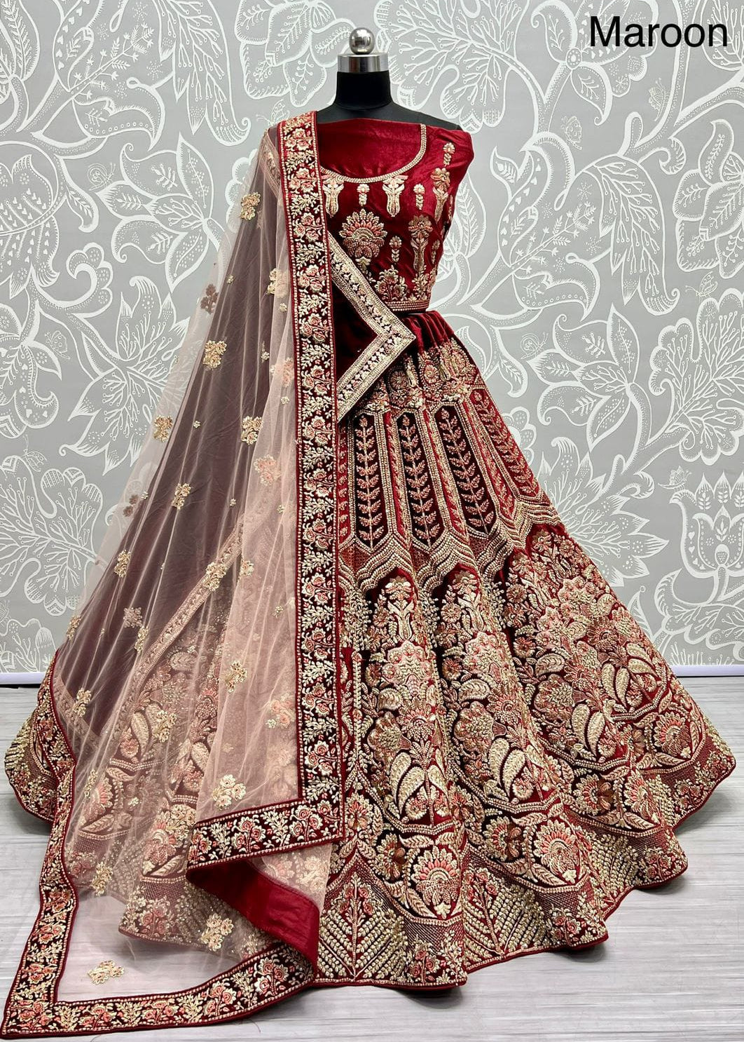 Golden Antique Embroidered Exclusive Lehengacholi