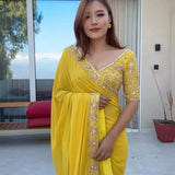 Beautifull Designer Yellow Saree