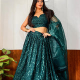 Crafted Green Sequence Lehenga