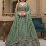 Adorn Bridal Peacock Embroidered Lehenga