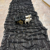 Black Real Mirror Work Saree
