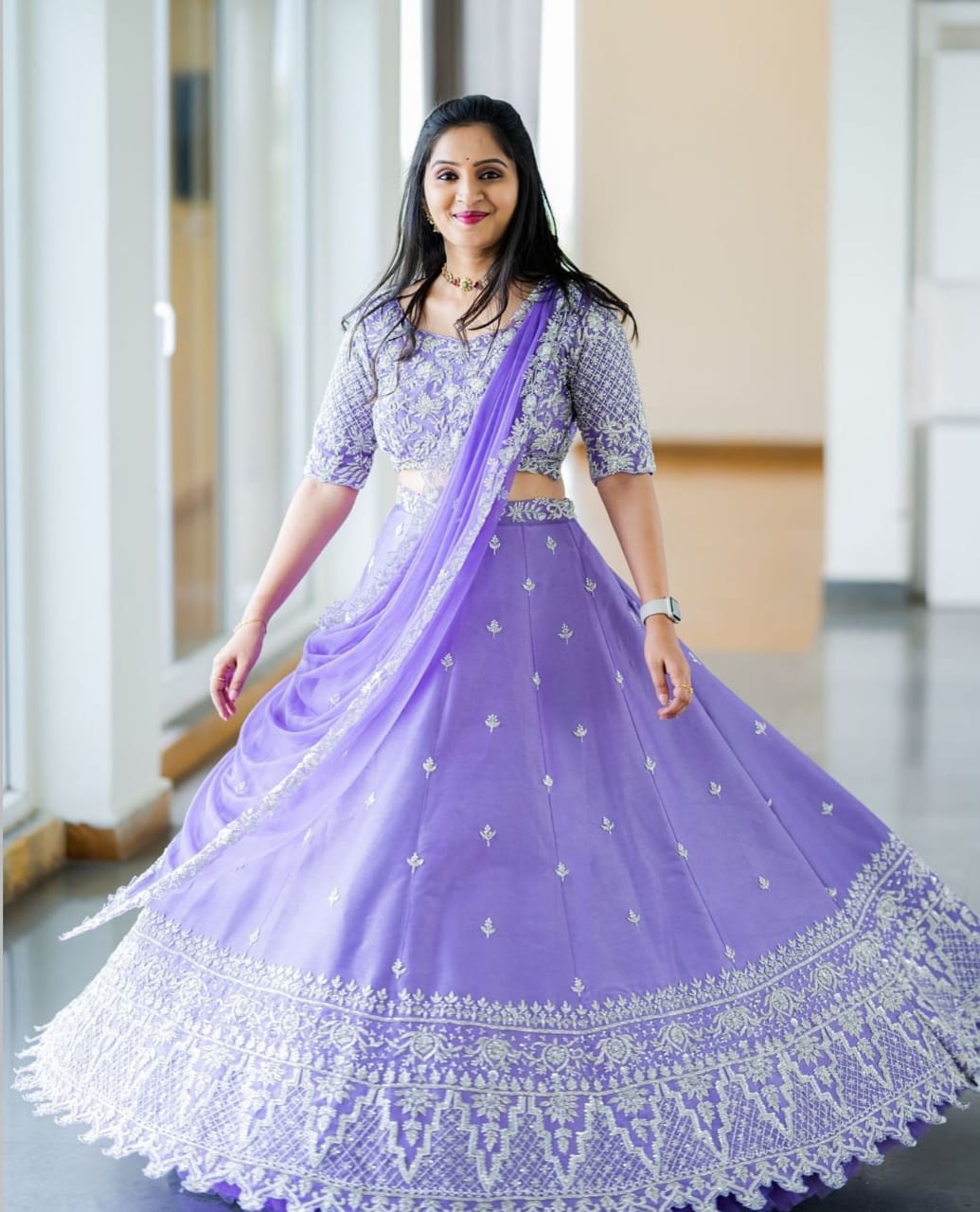 Purple Wedding Chinon Lehenga