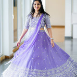 Purple Wedding Chinon Lehenga