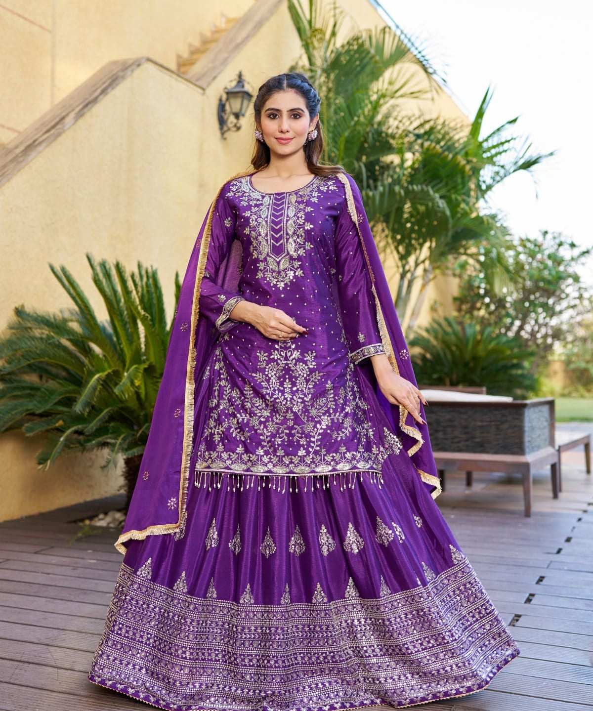 Charming Chinon Silk Top Lehenga