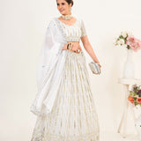 Beauitful White Georgette  Lehengha Choli