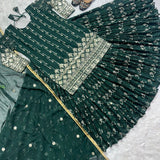 Georgette Green Top Lehenga