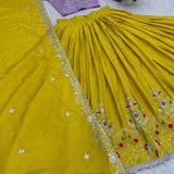 Yellowish Pithi Chinon Lehenga