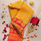 Golden Yellow Soft Lichi Silk Saree