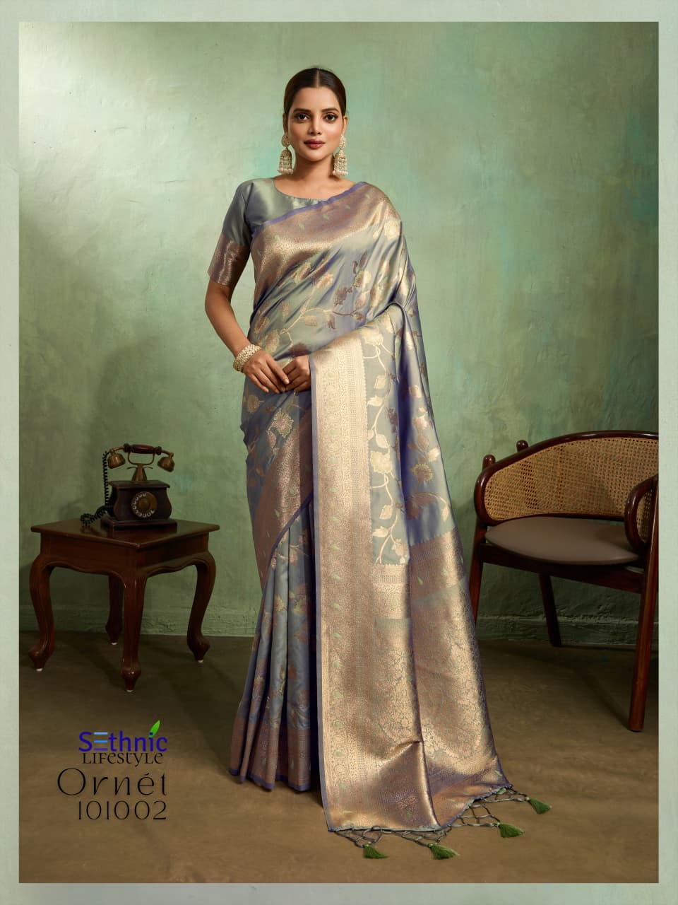 Adorn Golden Zari Woven Silk Saree