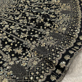Black Bold Embroidered Silk Lehenga
