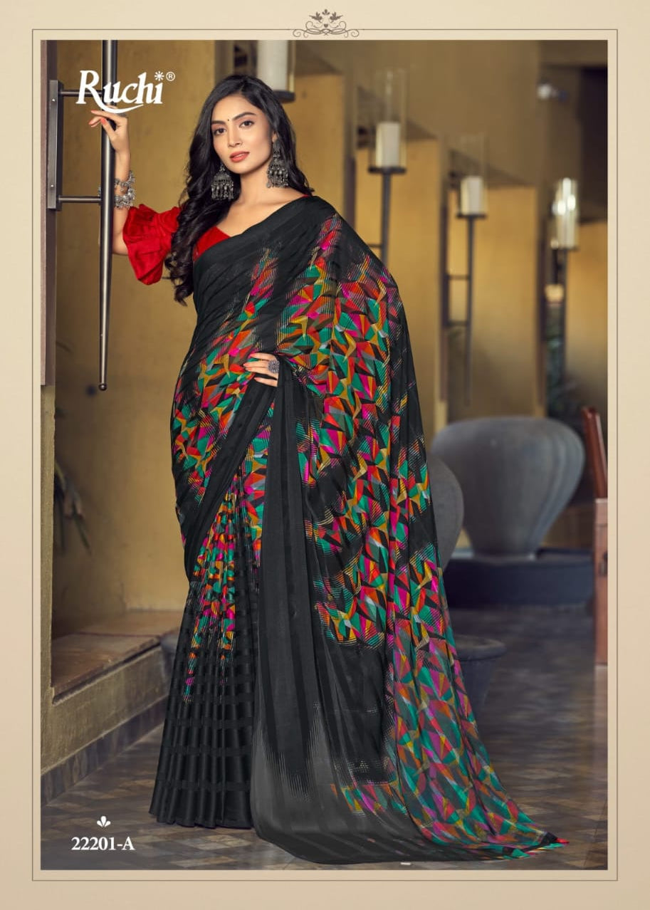 Special Black Flower Print Saree