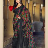 Special Black Flower Print Saree