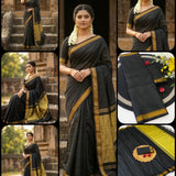 Black Korvi Cotton Silk Saree
