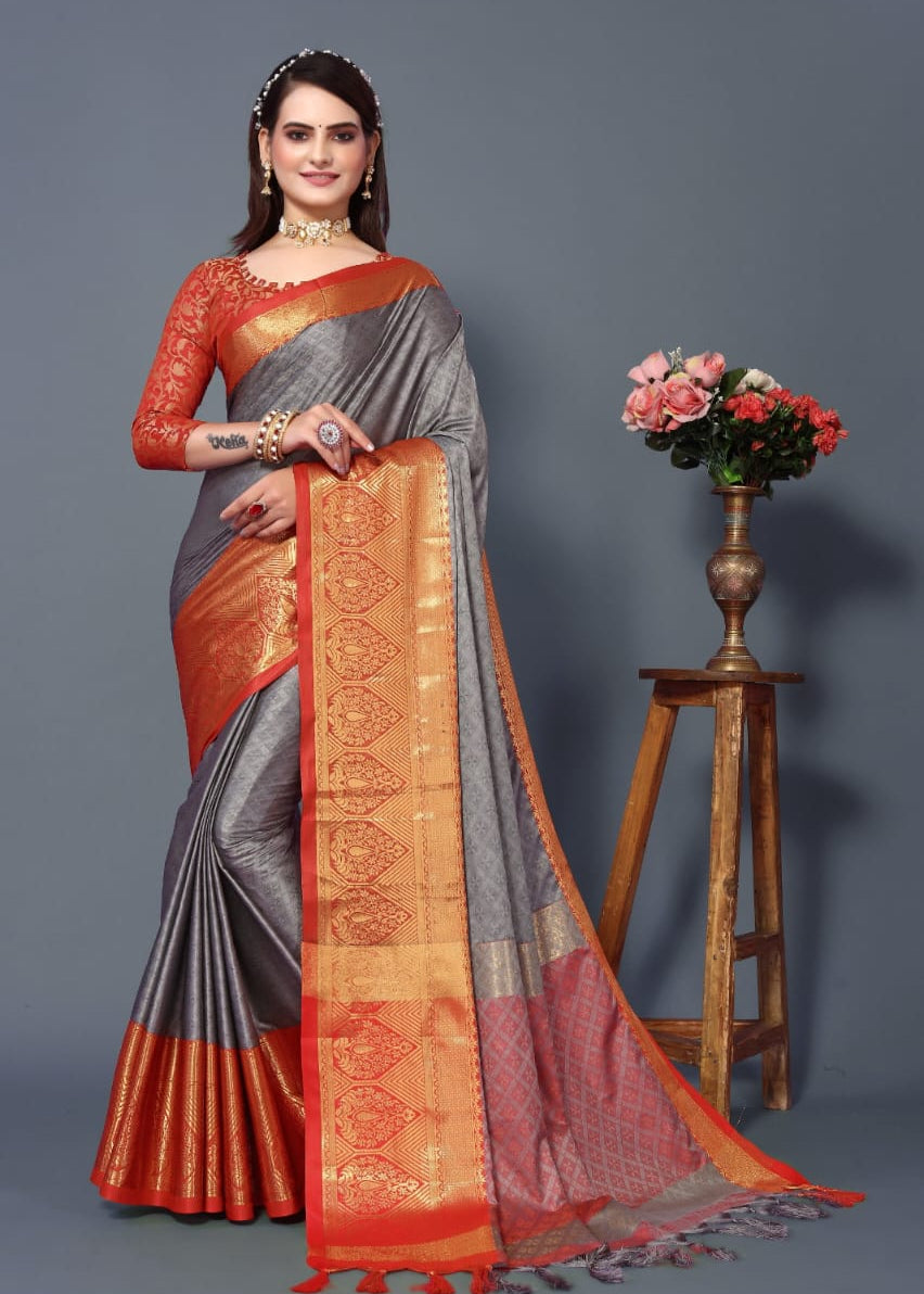 Beautiful zari weaving silk saree