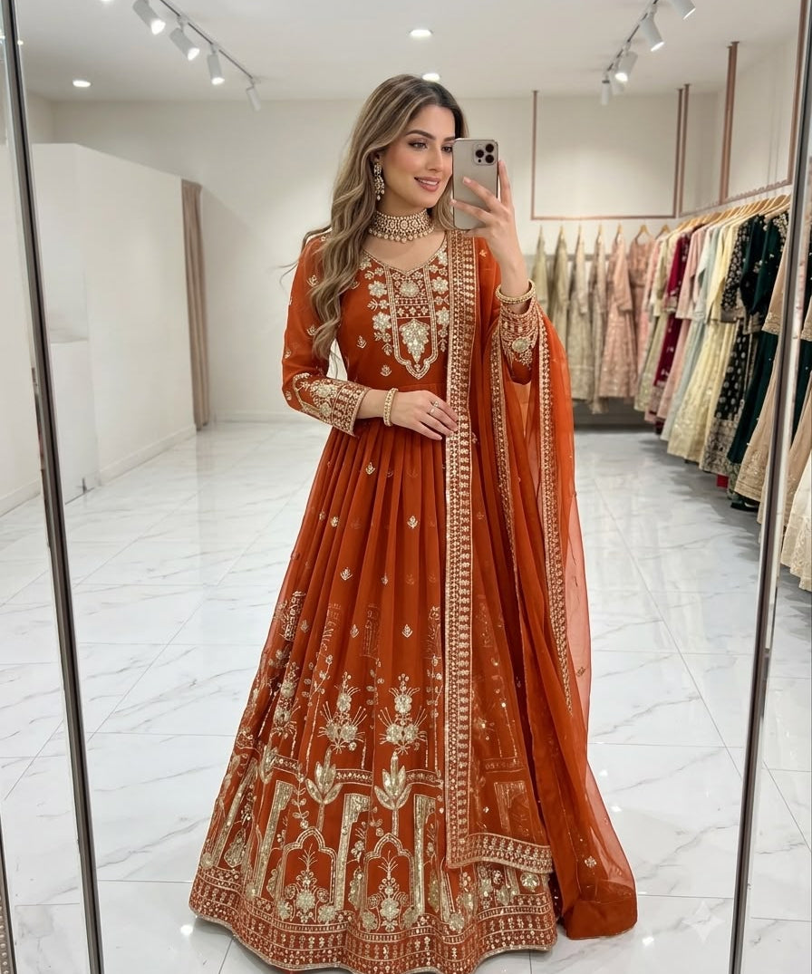 Stunning Embroidered Georgette Gown