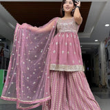 Đěsigner Party Wear Look Top Plazzo & Dupatta Set