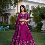 Wine Stunning Vichitra Silk Lehenga