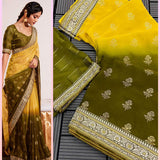 Two Tone Heavy Georgette Fabric All Over Saree Foil Print