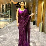 Wine Lavish Sequence Saree