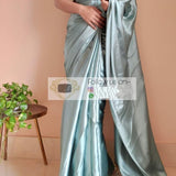 Beautifull Satin Saree With Lace Border