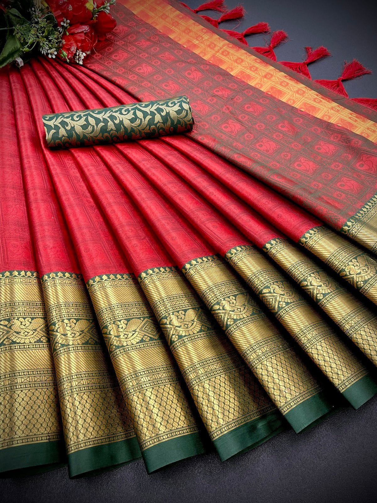 Launching mercerised cotton silk Saree