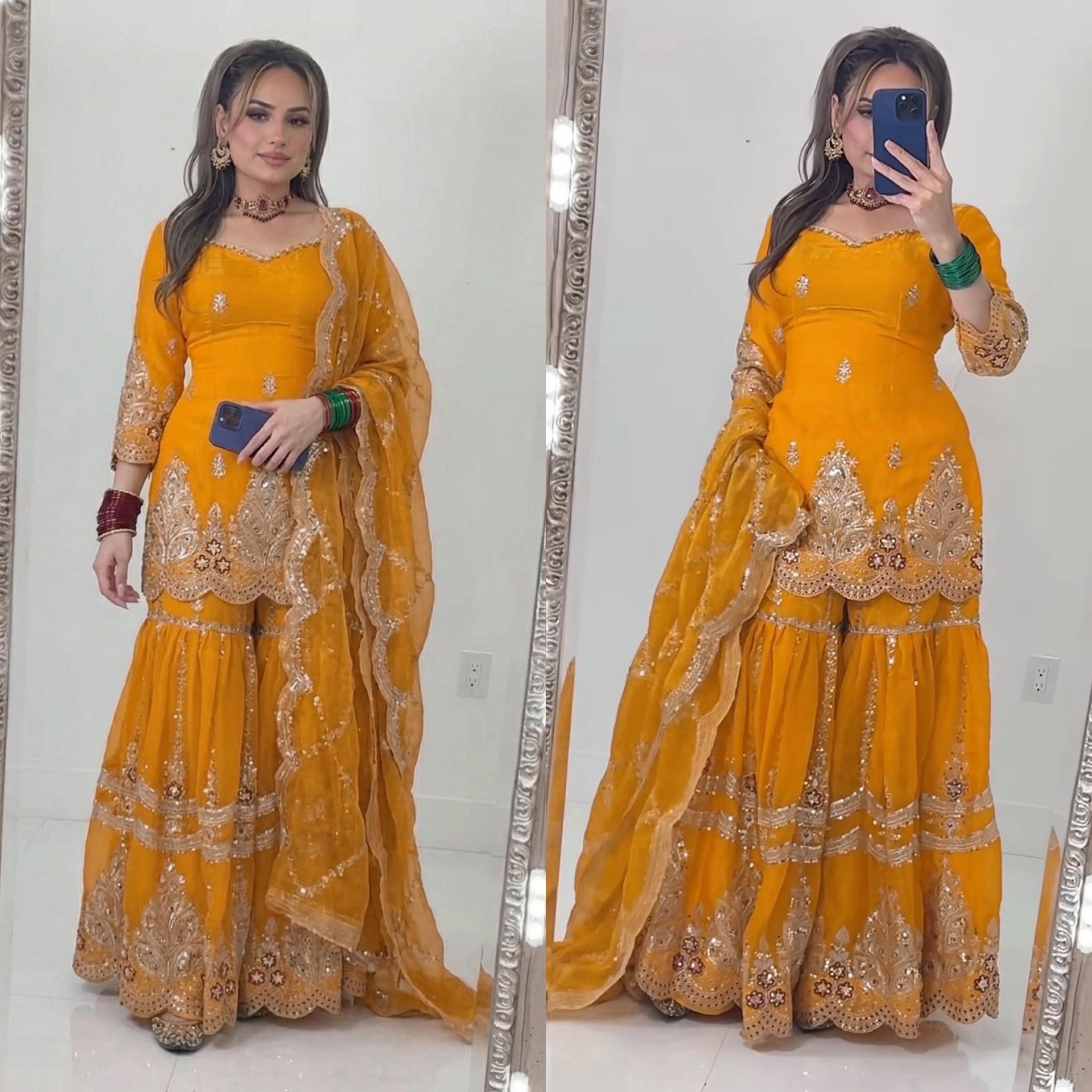 Exclusive Silk Embroidered Top Sharara