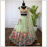 Crystal Flower Printed Lehenga Choli