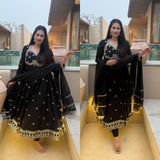 Chandani Black Vichitra Silk Anarkali Gown