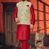 Men's Wedding Silk Kurta Koti