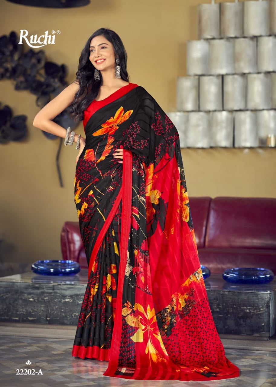 Special Black Flower Print Saree