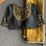 Sabyasachi Golden Black Tissue Saree