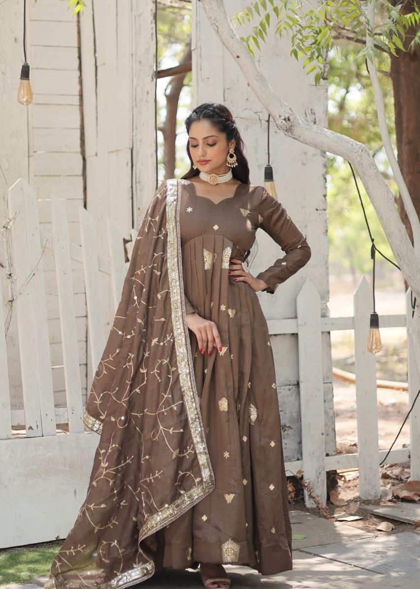 Designer Festive Vichitra Anarkali Gown