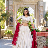 Classy White Vichitra Silk Lehenga