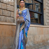 Premium Aqua Finish Silk Saree