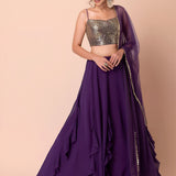 Purple Sequence Wedding Lehenga