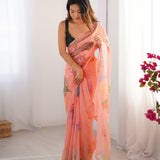 Peach Laxminam Oraganza Saree